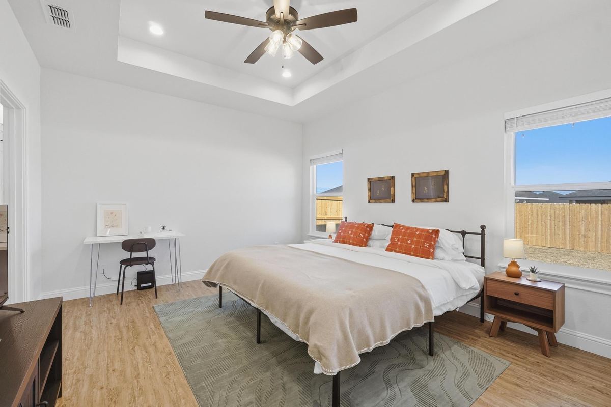 Large, polished bedroom in a furnished monthly rental home in Abilene